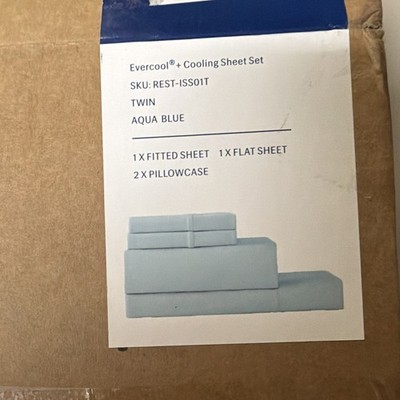 Rest Evercool+ Cooling Sheet Set - Twin Aqua Blue Cooling Sheets  OPEN BOX 