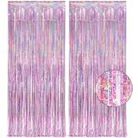 Lametta Vorhang Rosa Glitzer 2Er Set 100X250 Cm FüR MäDchen Einhorn Partydeko