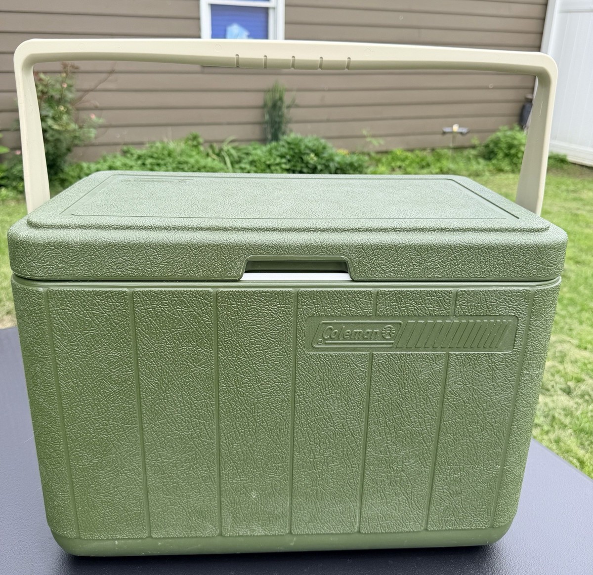 Vintage Coleman Hard Plastic Carry Cooler Avocado Green #5277 28