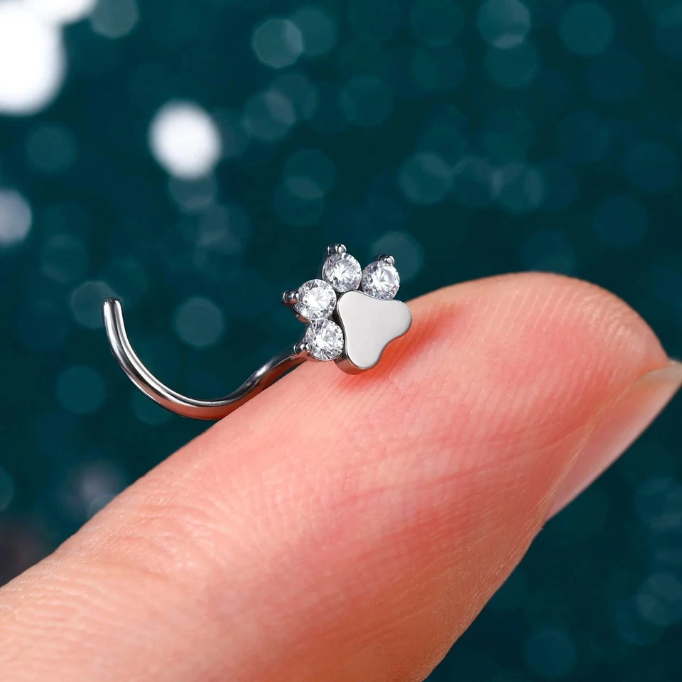 Perno de nariz de pata G23 titanio circón 20G 6,5 mm 2025 nuevo piercing en forma de S joyería Foto 2 de 4