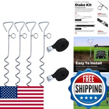 Prefdo Basketball Goal Anchor Kit - 4 Spiral Ground Anchors with Adjustable
