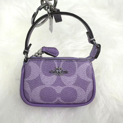 Coach Mini Nolita Bag Charm In Signature Canvas in Iris Purple