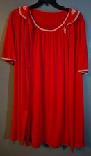 VTG Lorraine Nightgown Peignoir Robe Set Women Medium Coral/Red W/Lace-READ