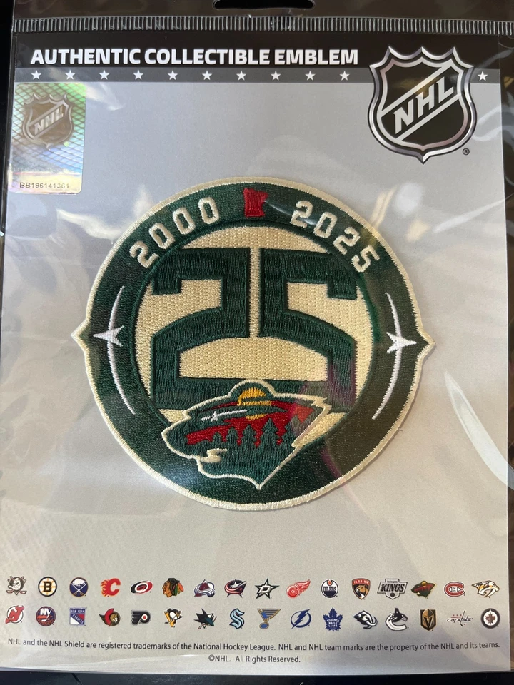 2025 2026 Minnesota Wild NHL JERSEY PARCHE Y DISCO 25 ANIVERSARIO ¡ENVÍO AHORA!! Foto 3 de 4