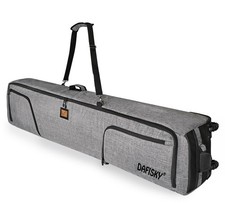 Rolling Ski Bag - Padded Snowboard Bag with Wheels for Air Travel, Fit to Double