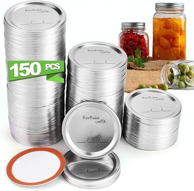 150 Canning Lids Wide Mouth(2.76in/70mm) Food Leak-Proof Mason Jar Lids for Ball