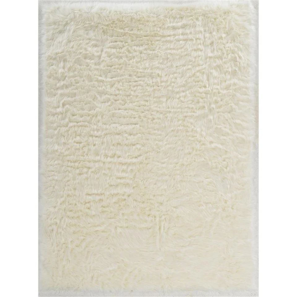 Linon Shep Faux Fur Tufted Acrylic 3'x5' Rug in White - Image 2 of 4