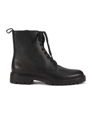 Vince. Dominic Textured Leather Ankle Boots Men's 9.5M Black Round Toe Lace-Up