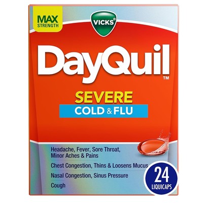 Vicks DayQuil Severe Cold, Flu & Congestion Medicine, Liquicaps, Maximum Strengt