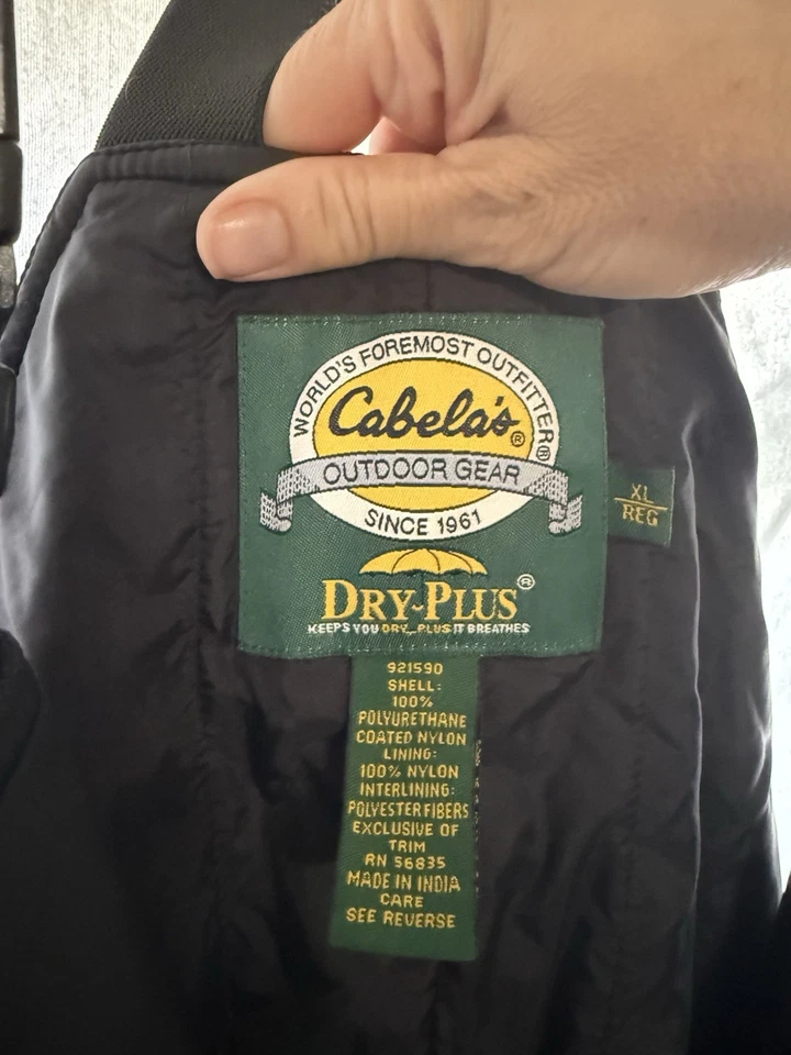 Cabelas Outdoor Gear Dry-Plus Overalls Black Size XL - Image 2 of 4