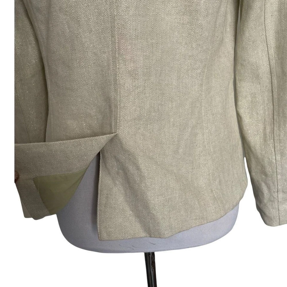 Chaqueta Isaac Mizrahi Brillo Brillante Talla 6 Mezcla de Lino Carrera Informal Abotonada Foto 3 de 4
