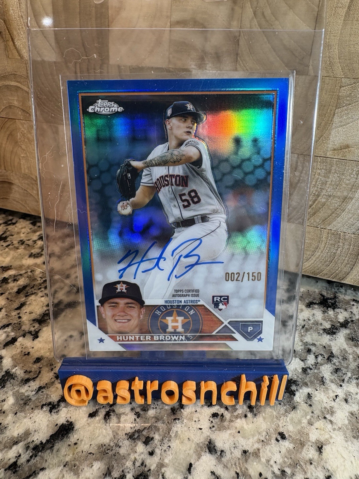 2023 Topps Chrome - Rookie Autographs Hunter Brown #RA-HBR Blue Refractor /150