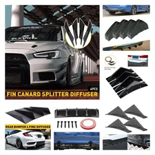 Carbon Rear Lower Bumper Style Spoiler Diffuser Fin Lip Wing Splitter Car Protec