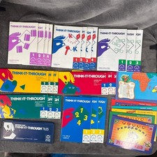 Vintage Think It Through Tile Set Discovery Toys 28 Book Lot Homeschooling
