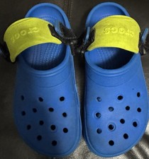 Crocs Classic All-Terrain Clog Kid Children 6 Blue Yellow Strap Adjustable Water