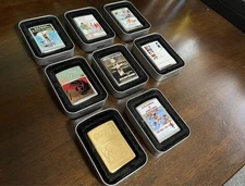 Zippo 007 Lighter Set Of 8 Gold Collectible Used
