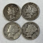 Lot of  4 Silver Mercury Dimes / All 1935's / Mints S & P / .900 Silver Content