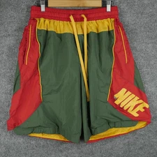 Nike Shorts Mens XL Green Red Yellow AJ3673-323 Colorblock Nylon Mesh Lined