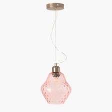 Image of Textured Glass Pendant Ceiling Lights Retro Hammered Hanging Light Adjustable