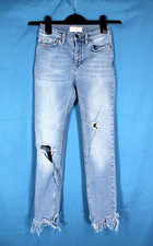 WE THE FREE People BLUE Denim GREAT HEIGHTS SKINNY Destroyed FRAYED HEM Jeans 26