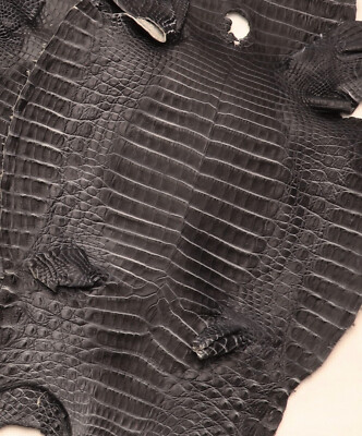 Caiman Skin Leather Charcoal Grey on Light Grey two-ton Color