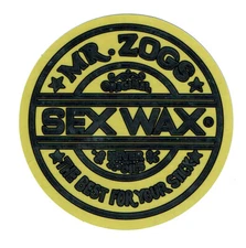 MR ZOGS SEX WAX Yellow Metallic Sticker Decal 3"x3" Skateboard Surfing Zoggs