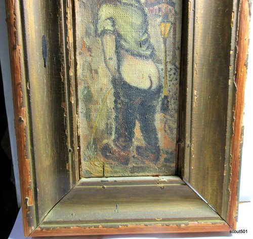 Vintage 60s Original Michel Thomas Painting Big Eyed Boy Urinating W Butt Crack - Picture 5 of 7