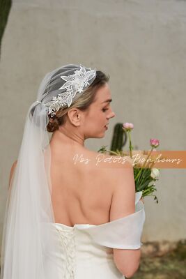 Floral Juliet Cap Veil Flapper Headpiece 1920s Gatsby Boho Elegant Wedding  Veil - Main Image