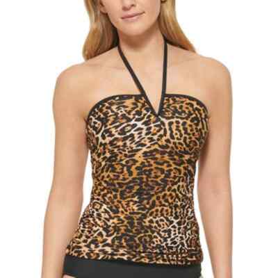 アルゼンチンタンゴトップス Calvin Klein Tankini Top Small Halter Bandeau Ruched V Notch