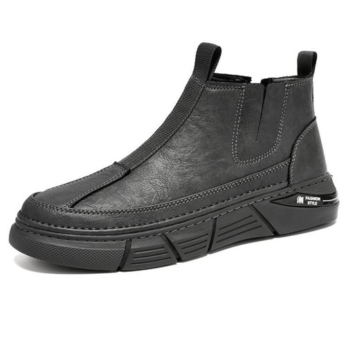 Mens Thick-Soled Side Zip Ankle Boots Chelsea Boots High Top Brouge Tooling Shoe - Picture 8 of 9