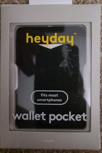 Portefeuille de poche pour téléphone portable Heyday noir faux cuir croc contient 3 cartes - Photo 1/2