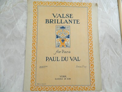 Vintage Noten VALSE BRILLANTE für Klavier PAUL DU VAL 1926