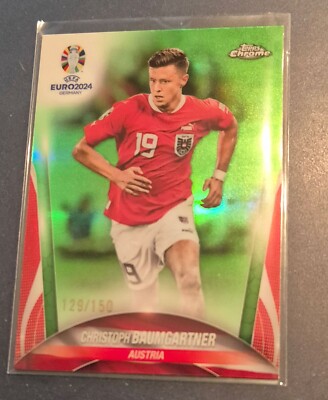 C. BAUMGARTNER, ÖSTERREICH, NEON GREEN, LTD 129/150, Topps Chrome UEFA EURO 2024
