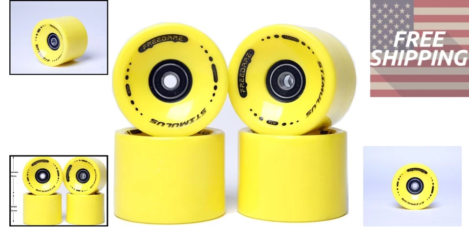 Juego de 4 ruedas longboard de poliuretano de 70 mm con rodamientos ABEC-7 preinstalados Foto 2 de 4