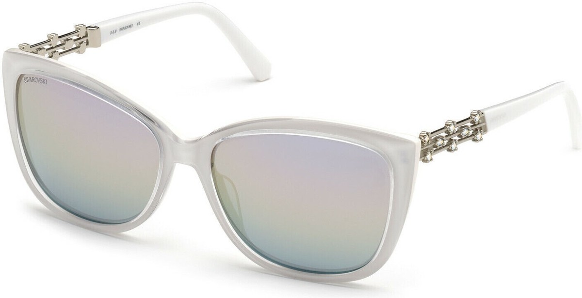 Swarovski soaかぁち Swarovski SK291 21Z White Crystal Cat Eye Plastic Sunglasses