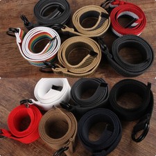 Unisex Canvas Belt D-shaped Double Ring Buckle Men Woven Holeless Waistband Long