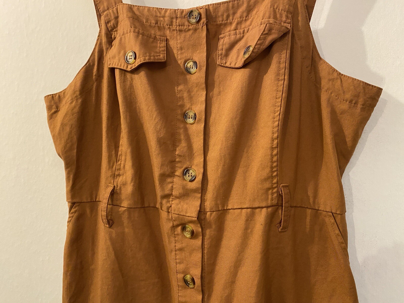 Rust Color Strap Tortoise Shell Button Up Dress S… - image 16