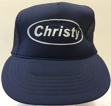 Vtg Christy Vault Company Blue Mesh Trucker Snapback Hat Cemetery Funeral Colma