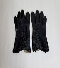 Lovely Vintage Aris Black Very Soft Leather Gloves Size 6 1/2 Hand Treats