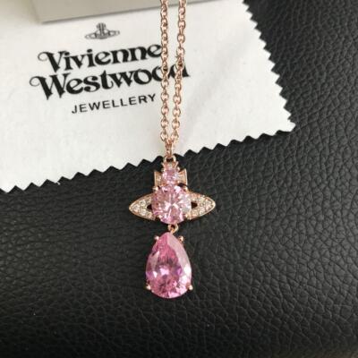 Vivienne Westwood ARIELLA Orb Pink Necklace Pink Gold Chain IN BOX 