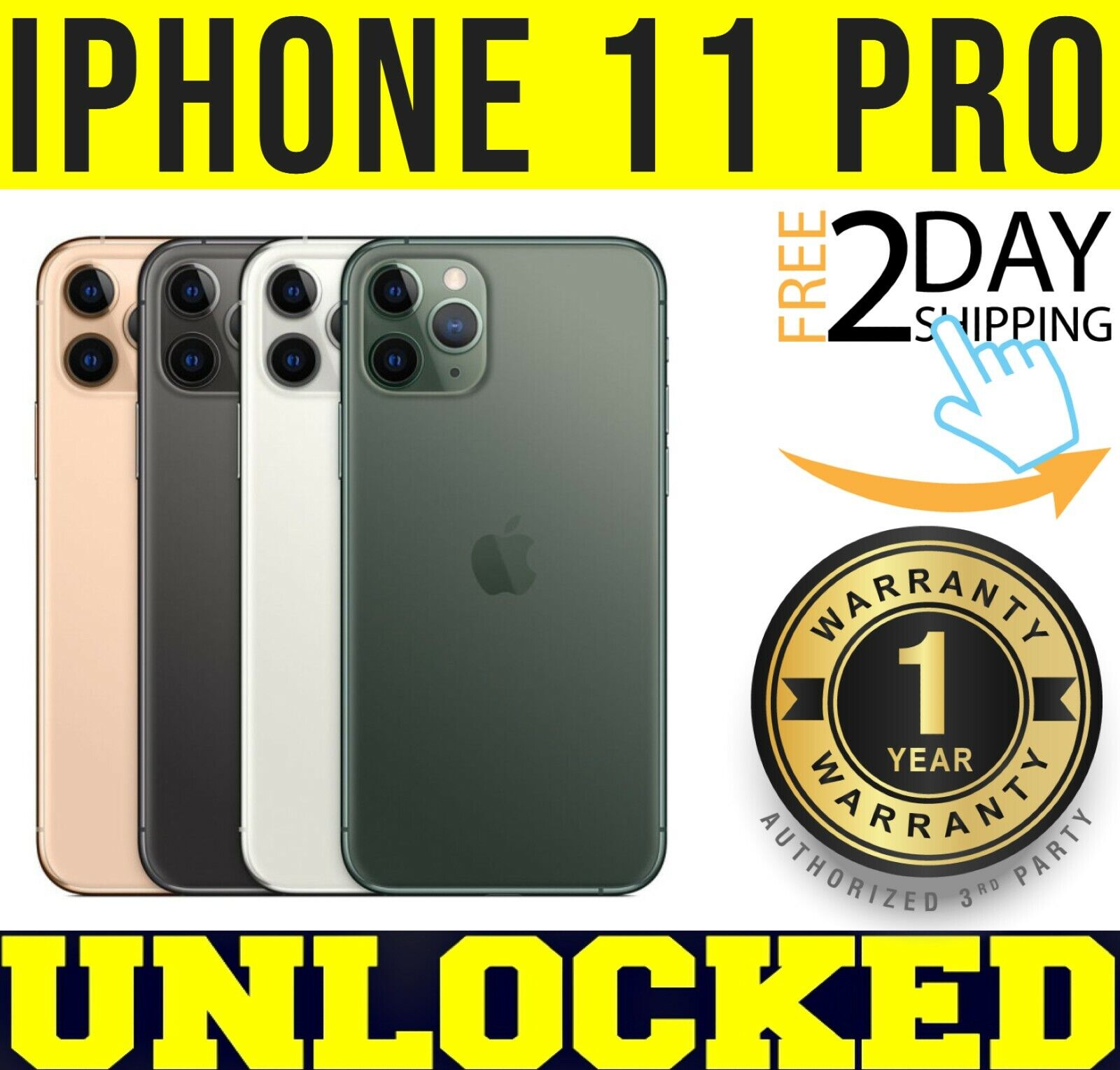 The Price of Apple iPhone 11 PRO 64GB 256GB 512GB (UNLOCKED) ⚫🟢🟠✅1 YEAR WARRANTY✅❖O/B❖ | Apple iPhone