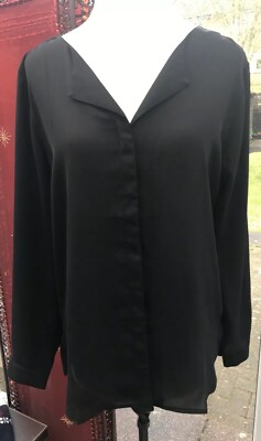 VILA CLOTHES Women's Vilucy Long Sleeve Sheer Shirt Blouse Noos M UK 10 Black