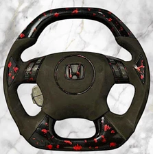 Honda Civic 1999-2007   Leather suede Red flake Steering Wheel 