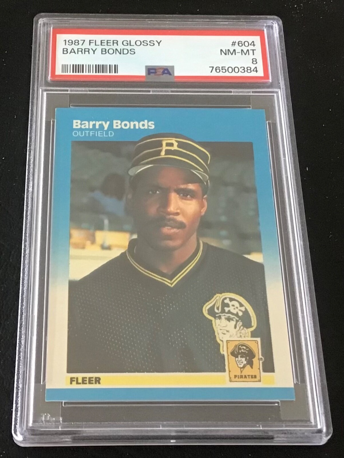 1987 Fleer Glossy Baseball Trading Card #604 Barry Bonds PSA 8 NM-MT