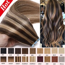 Seamless Tape In Hair Extensions Pu Skin Weft European Human Hair Highlight US
