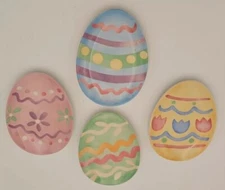 Longaberger Pottery Easter Egg Snack plates set/4 NEW no box