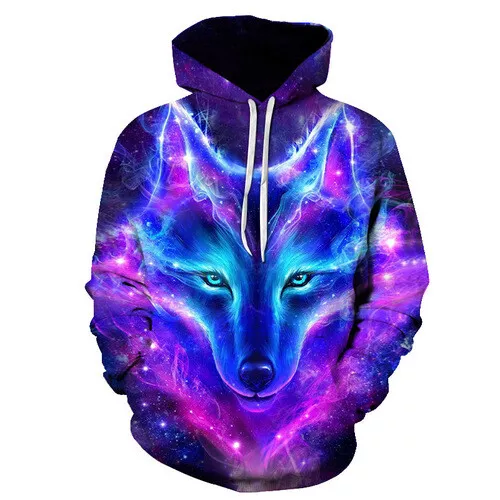 Galaxy Light Wolf Animal Women Men 3D Print Hoodies Pullovear Sweatshirts - Picture 1 of 3