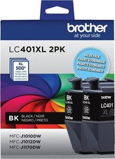 Brother Ink Cartridge LC401XL 2PK High Yield 2PACK BLACK for DCP J1050DW MFC