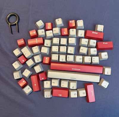 Red Gray White Keycap Set w/ Keycap Puller, English QWERTY (Standard)
