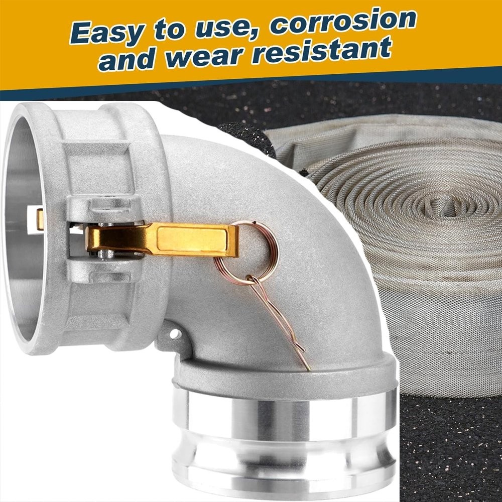 Type DA Cam and Groove Hose Fitting, 90 Degree Elbow, 4" Femalex 4" Male Camlock